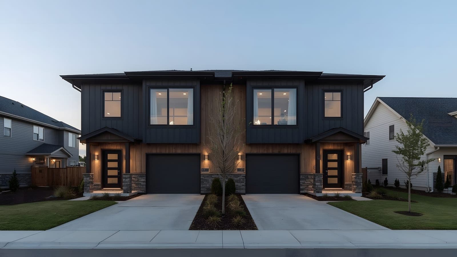 Modern new construction duplex